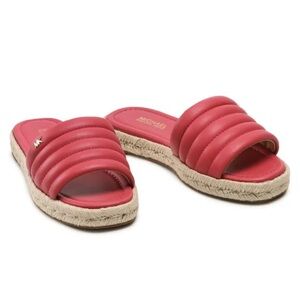 Michael Kors Quilted Coral Slide Espadrille Mules